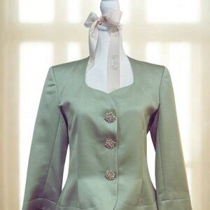 Vintage Mint Green 2-Piece Skirt Suit | Mother of the Bride Garden Wedding | 8